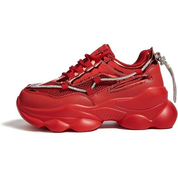 Shoes - Women's 90s Chunky Sneakers Rope Platform Casual Thick Rave Walking Shoes Red